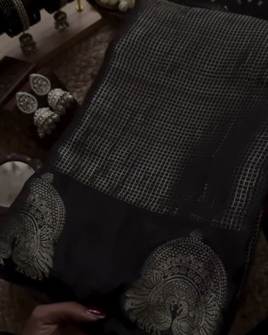 Black Tushar Silk Saree