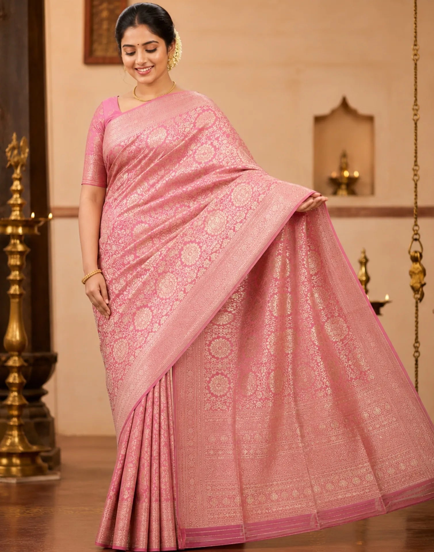 Brocade Blush Pink Saree