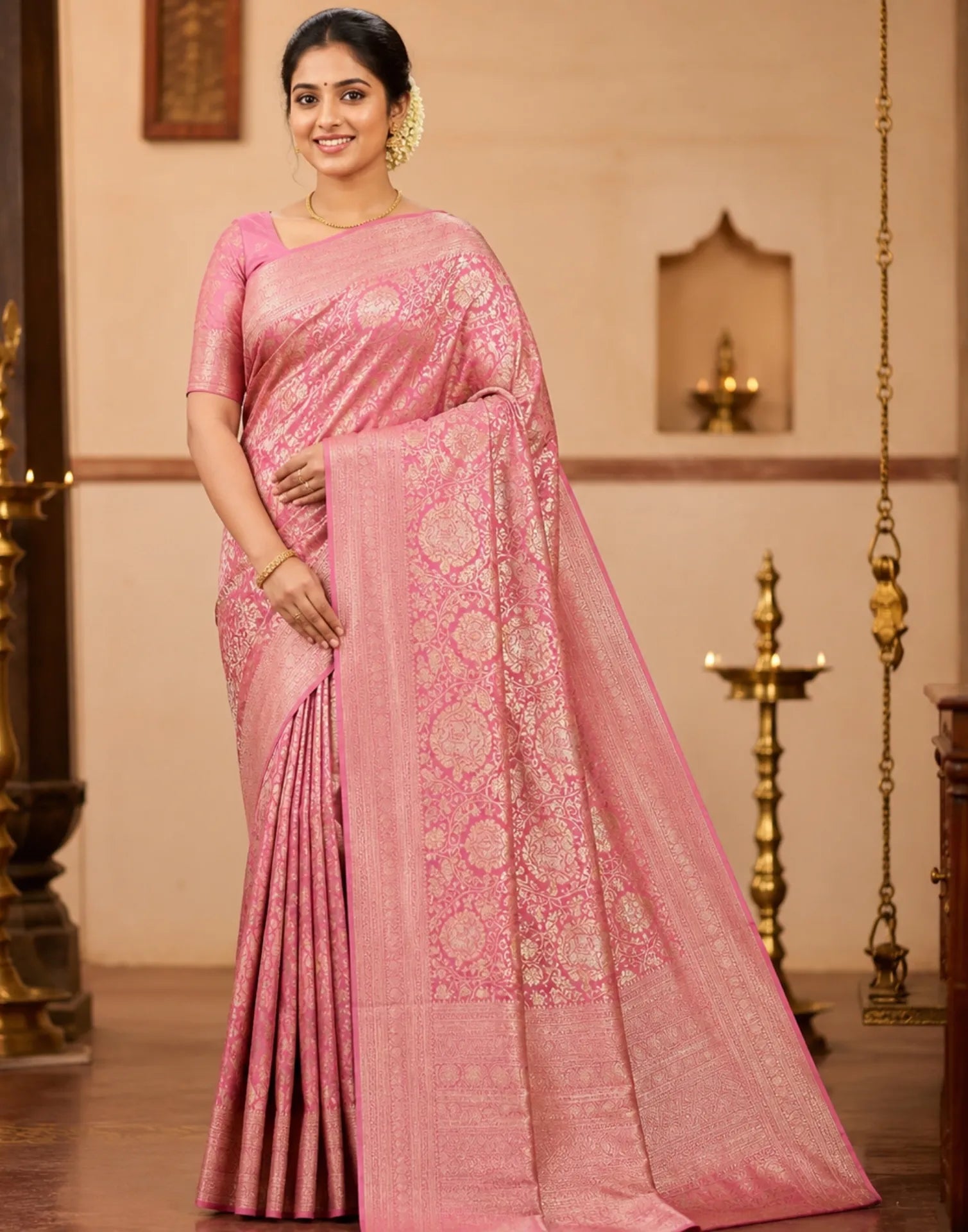 Brocade Blush Pink Saree
