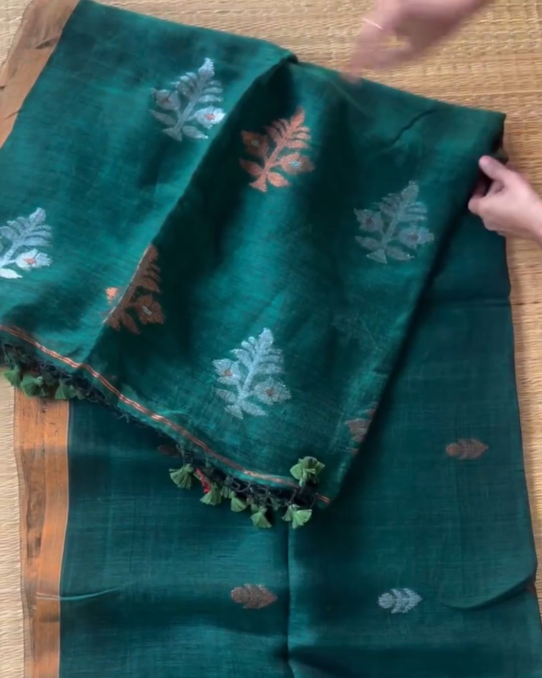 Cypress Green Silk Saree