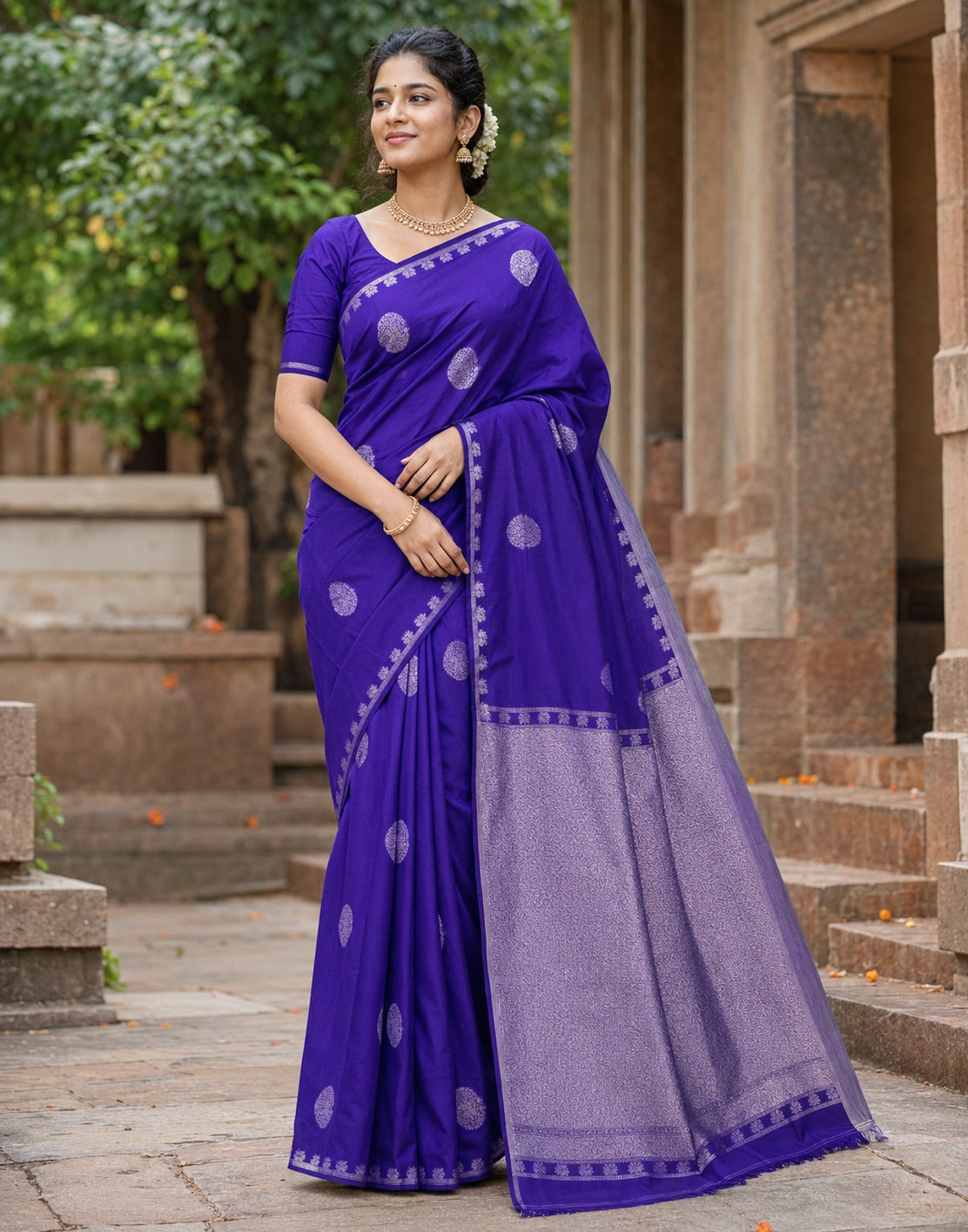 Dark Purple Silk Saree
