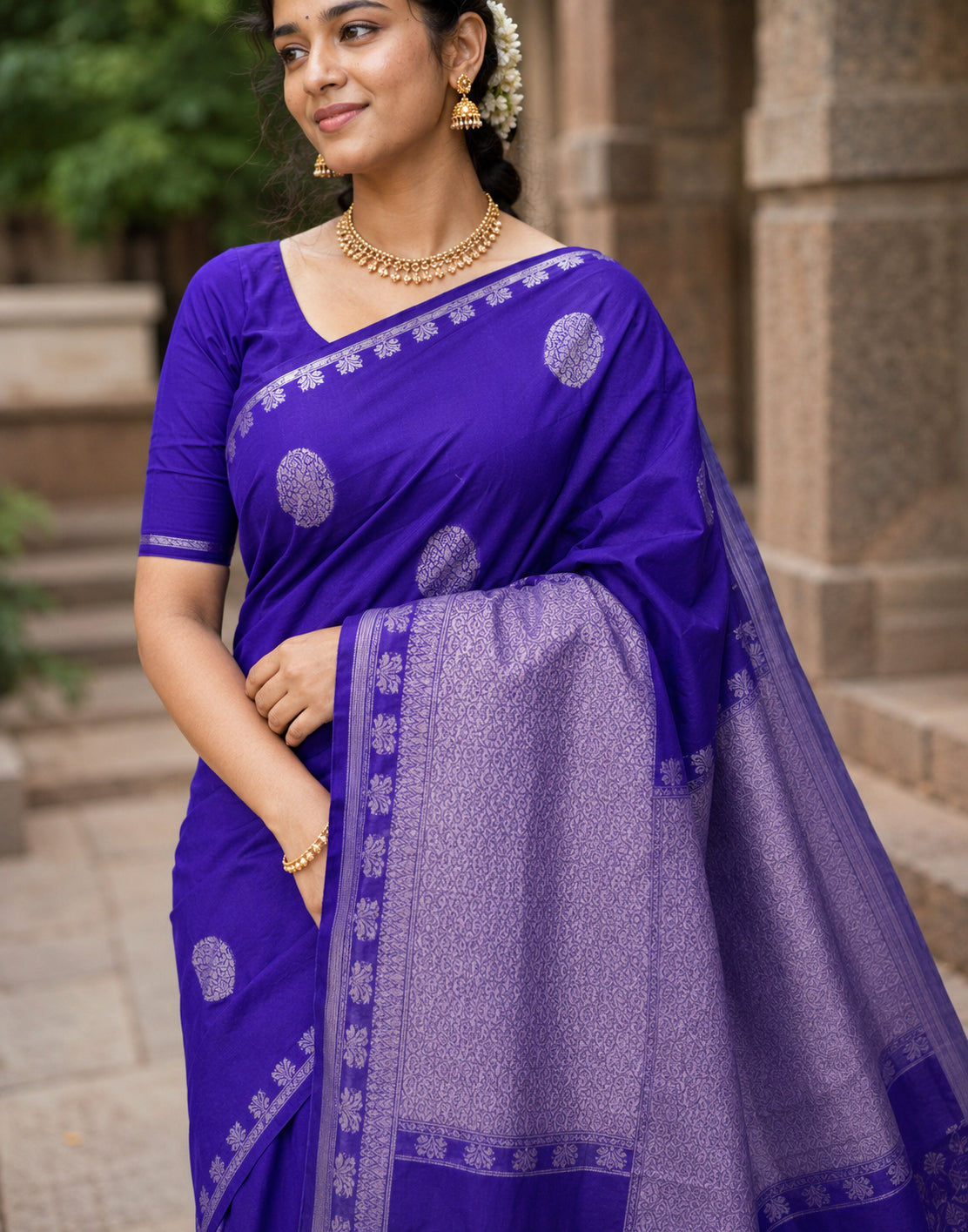 Dark Purple Silk Saree