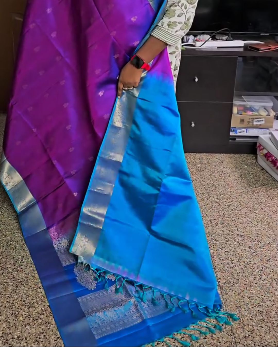 Dual-Purple Silk Saree