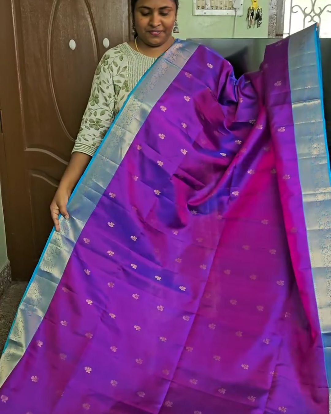 Dual-Purple Silk Saree