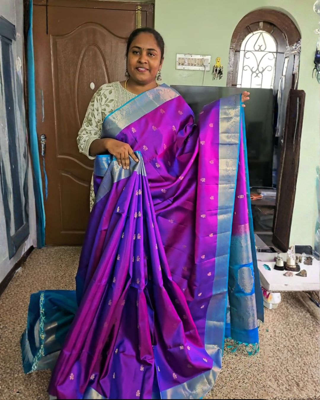 Dual-Purple Silk Saree