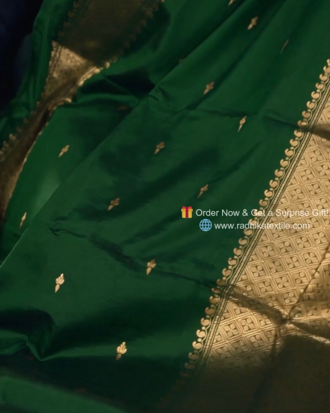 Emerald Green Raw Silk Saree