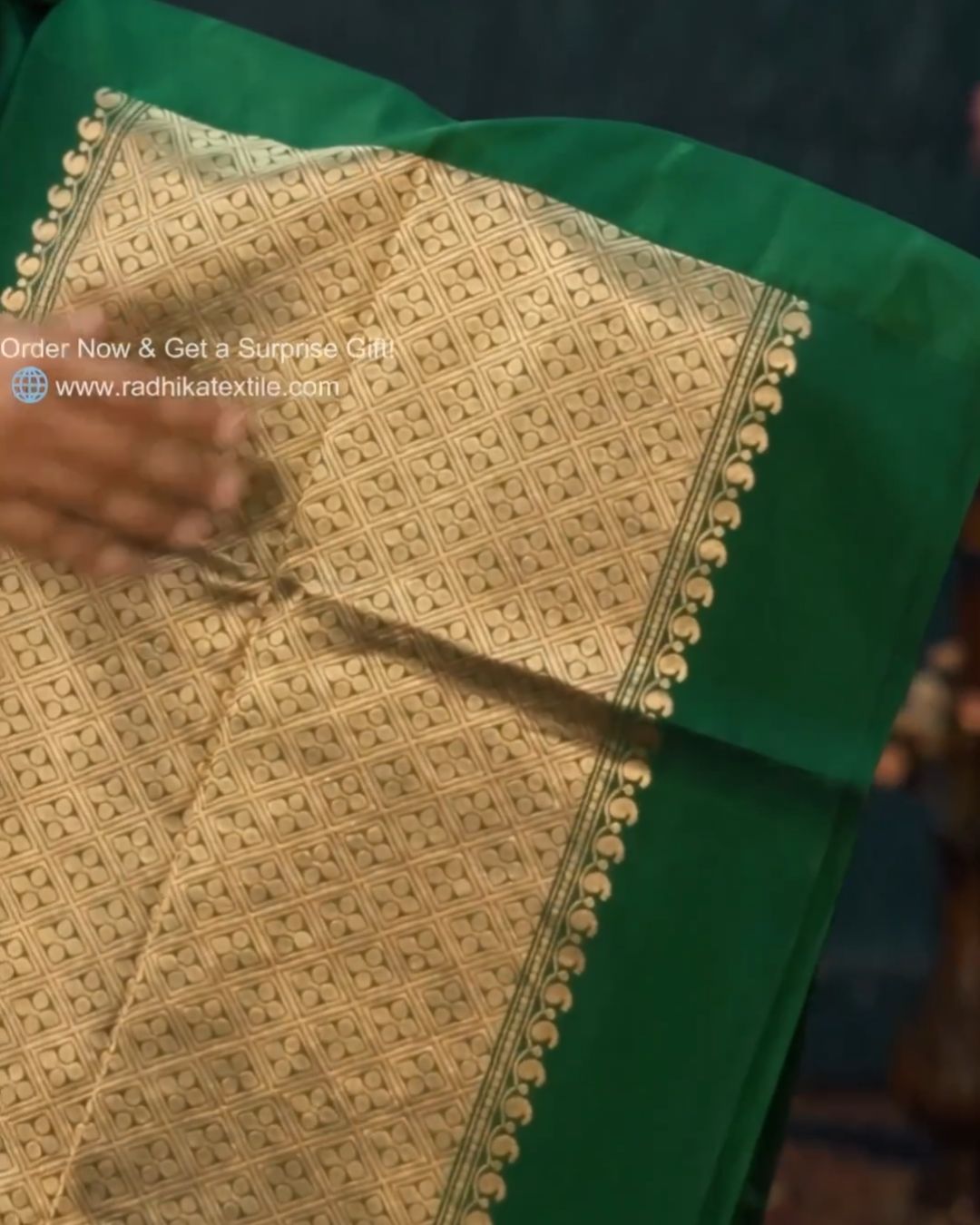 Emerald Green Raw Silk Saree