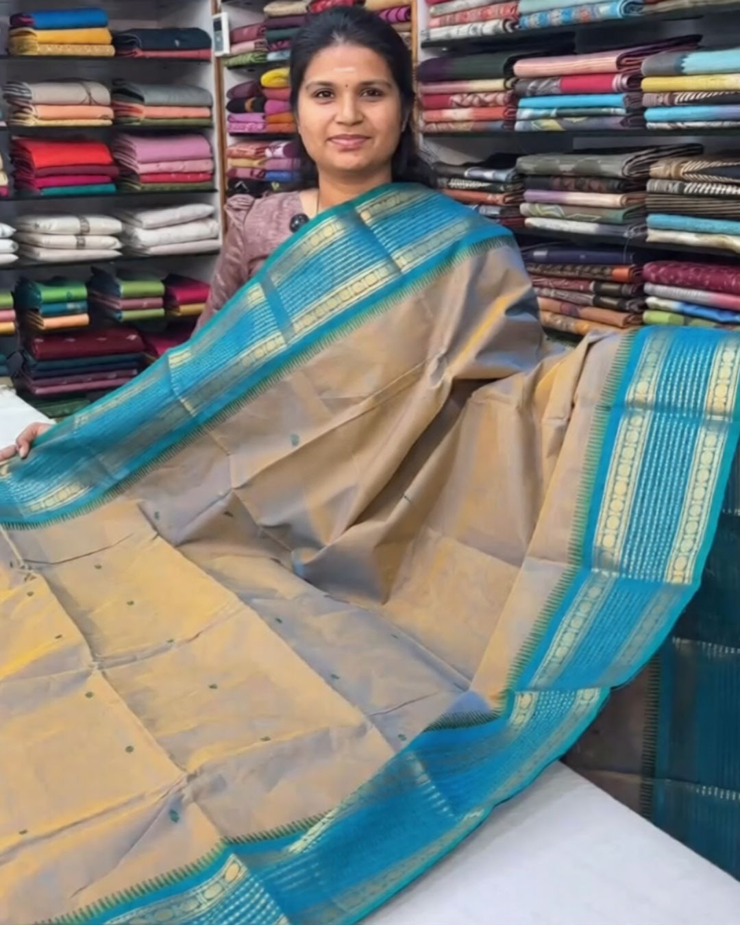Gray-Sky Silk Saree