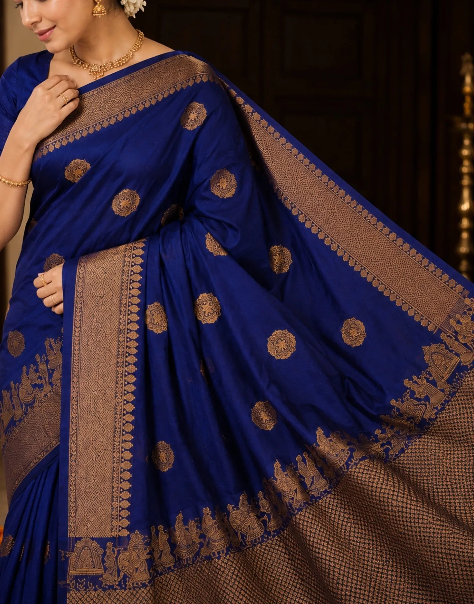 Imperial Blue Kanchipuram Saree