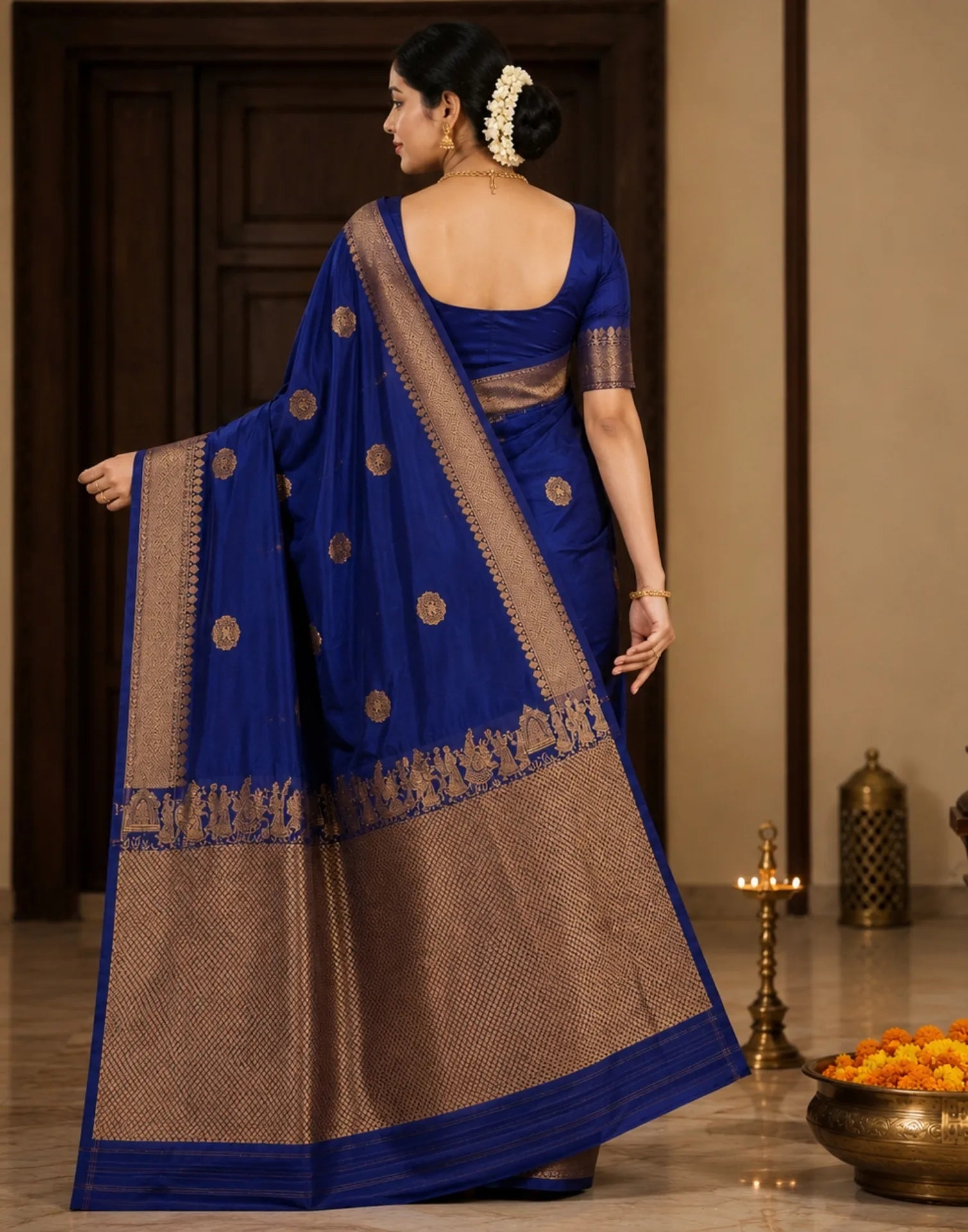 Imperial Blue Kanchipuram Saree