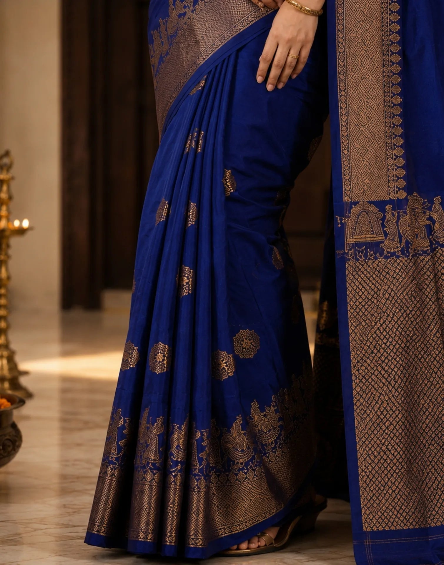 Imperial Blue Kanchipuram Saree