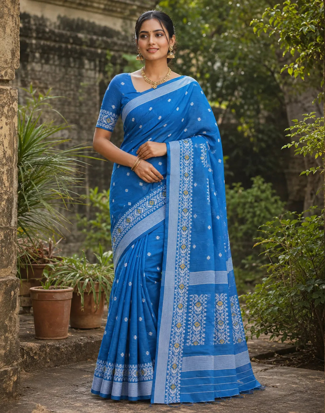 Neelima Jamdani Silk Saree