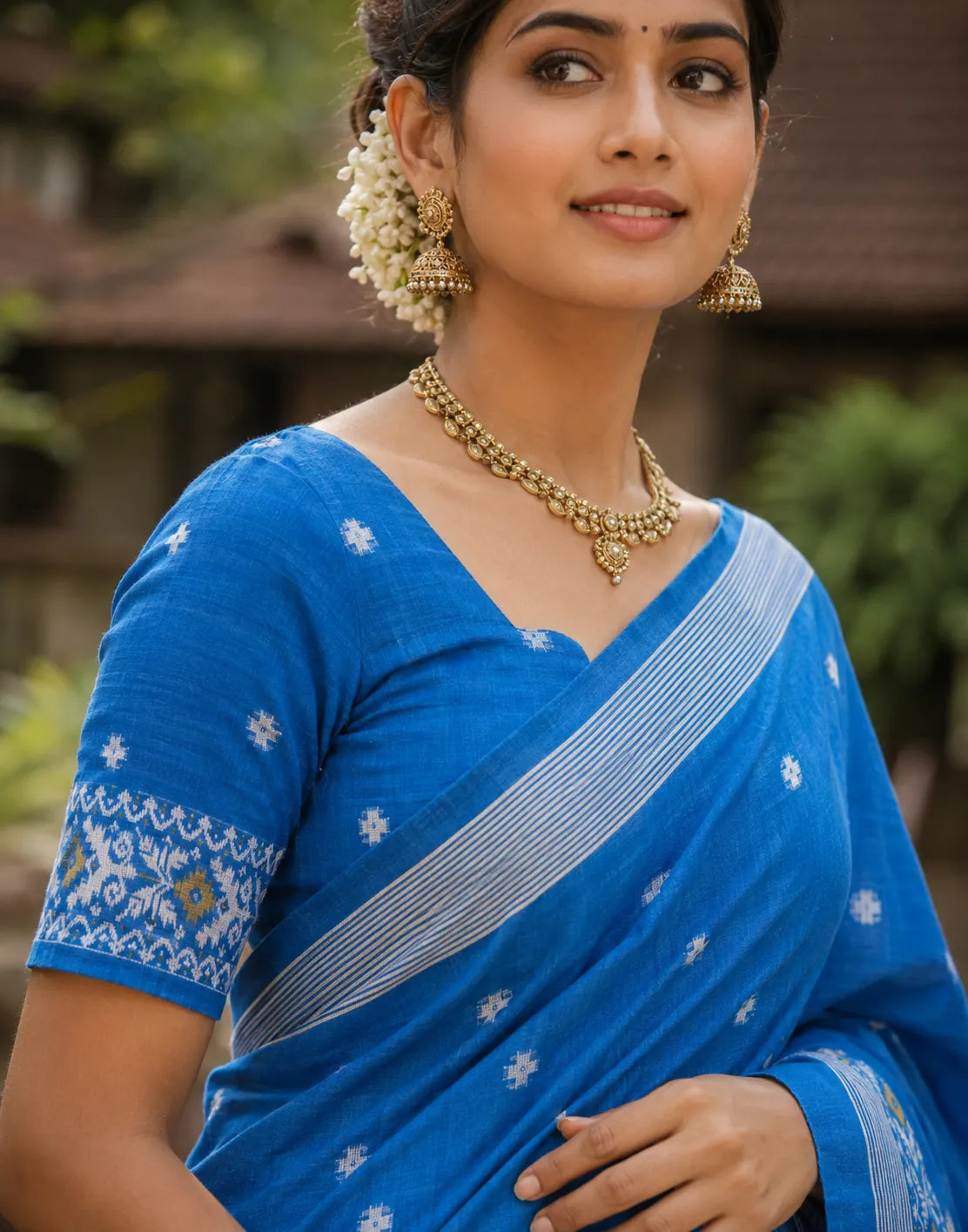 Neelima Jamdani Silk Saree