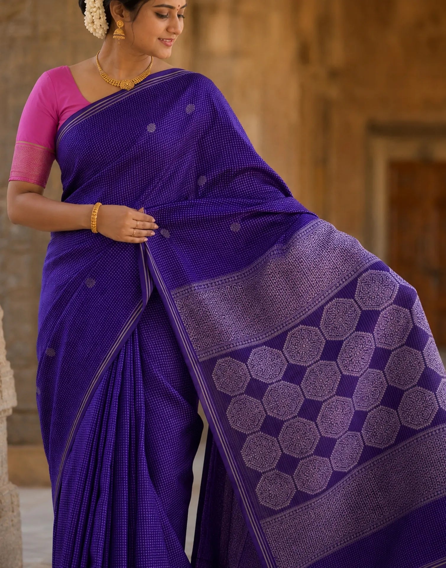 Purple Brocade Silk Saree