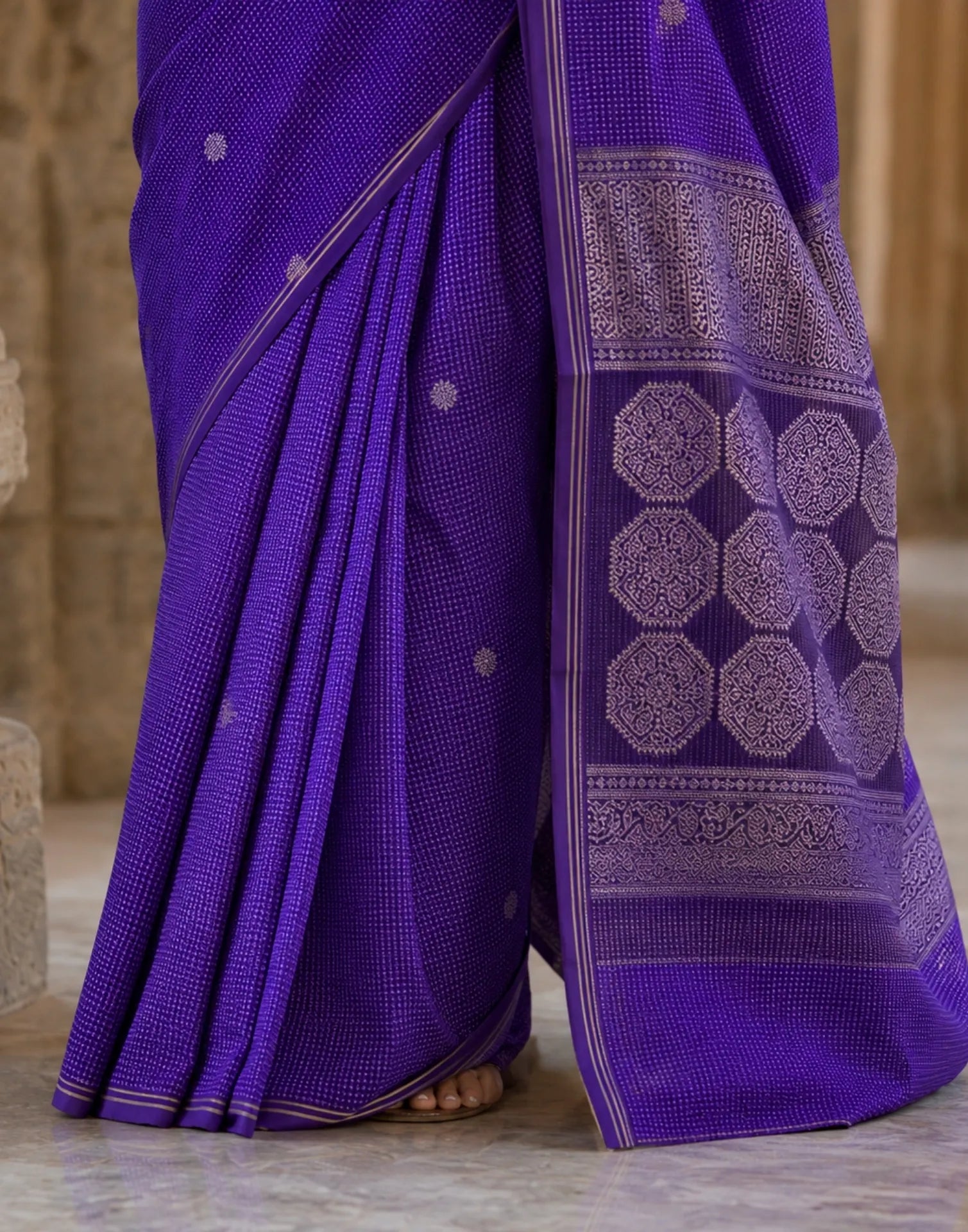 Purple Brocade Silk Saree