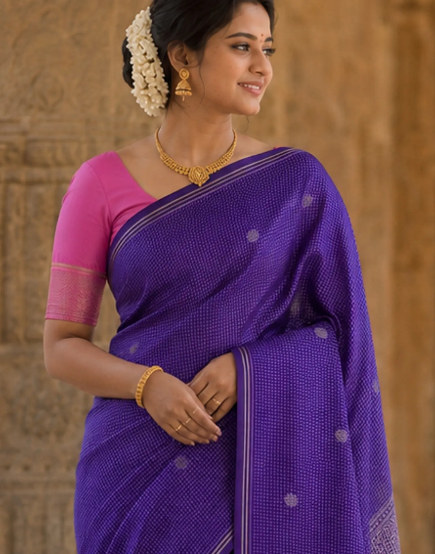 Purple Brocade Silk Saree