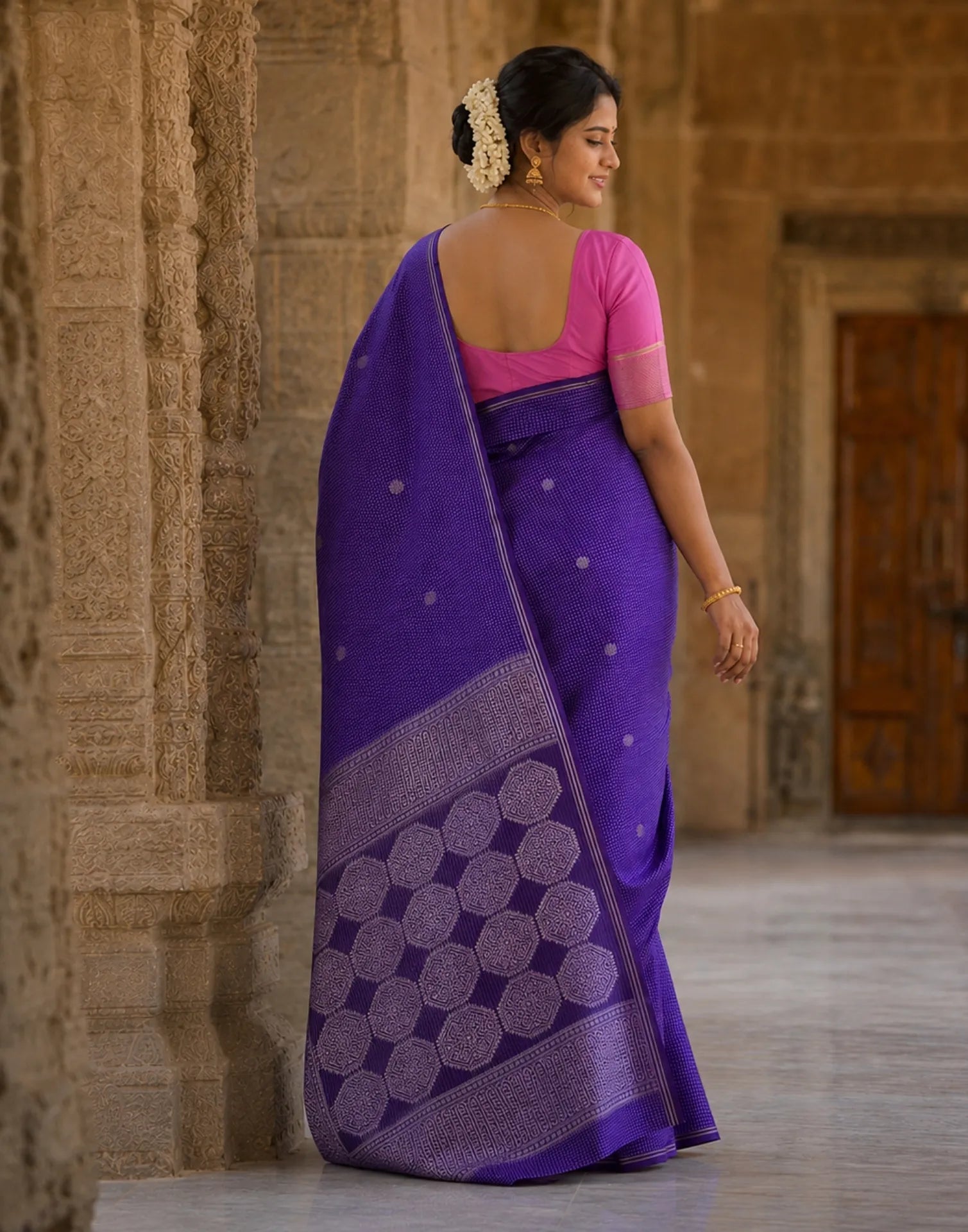 Purple Brocade Silk Saree