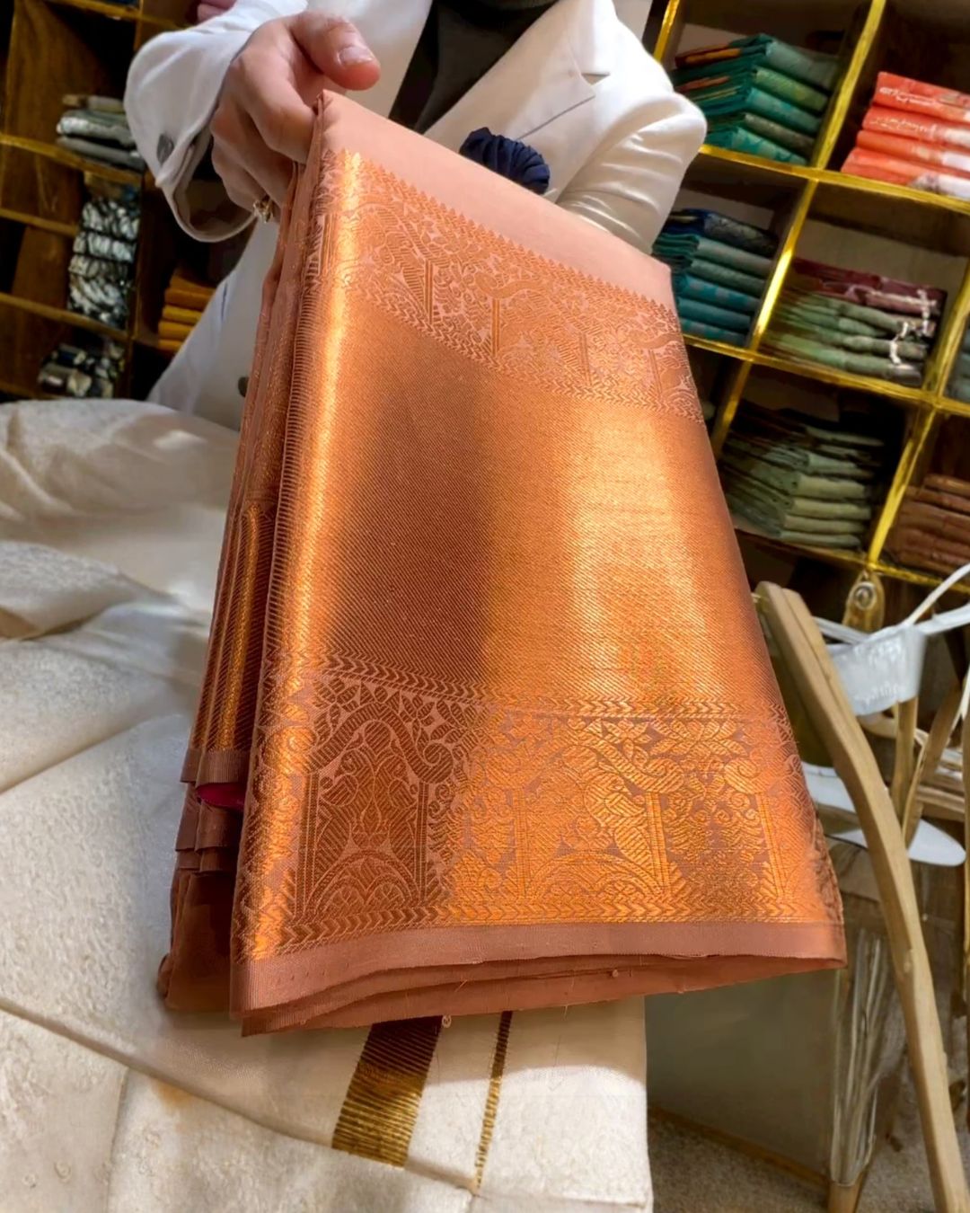 Rose Gold Silk Saree
