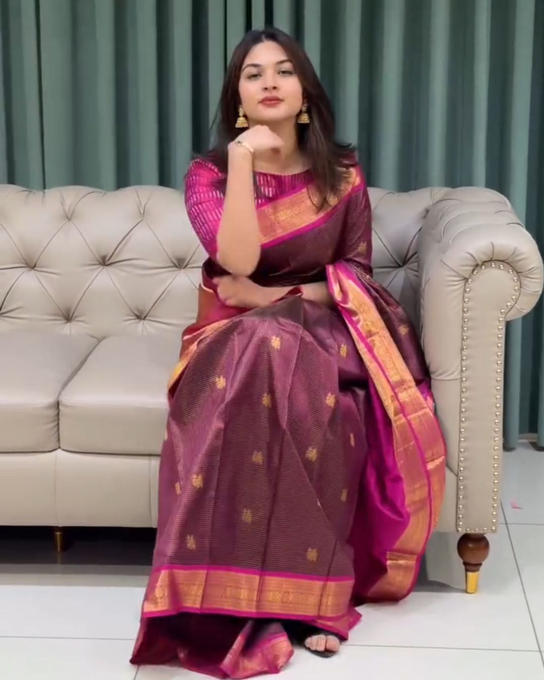 Wine Silk Saree