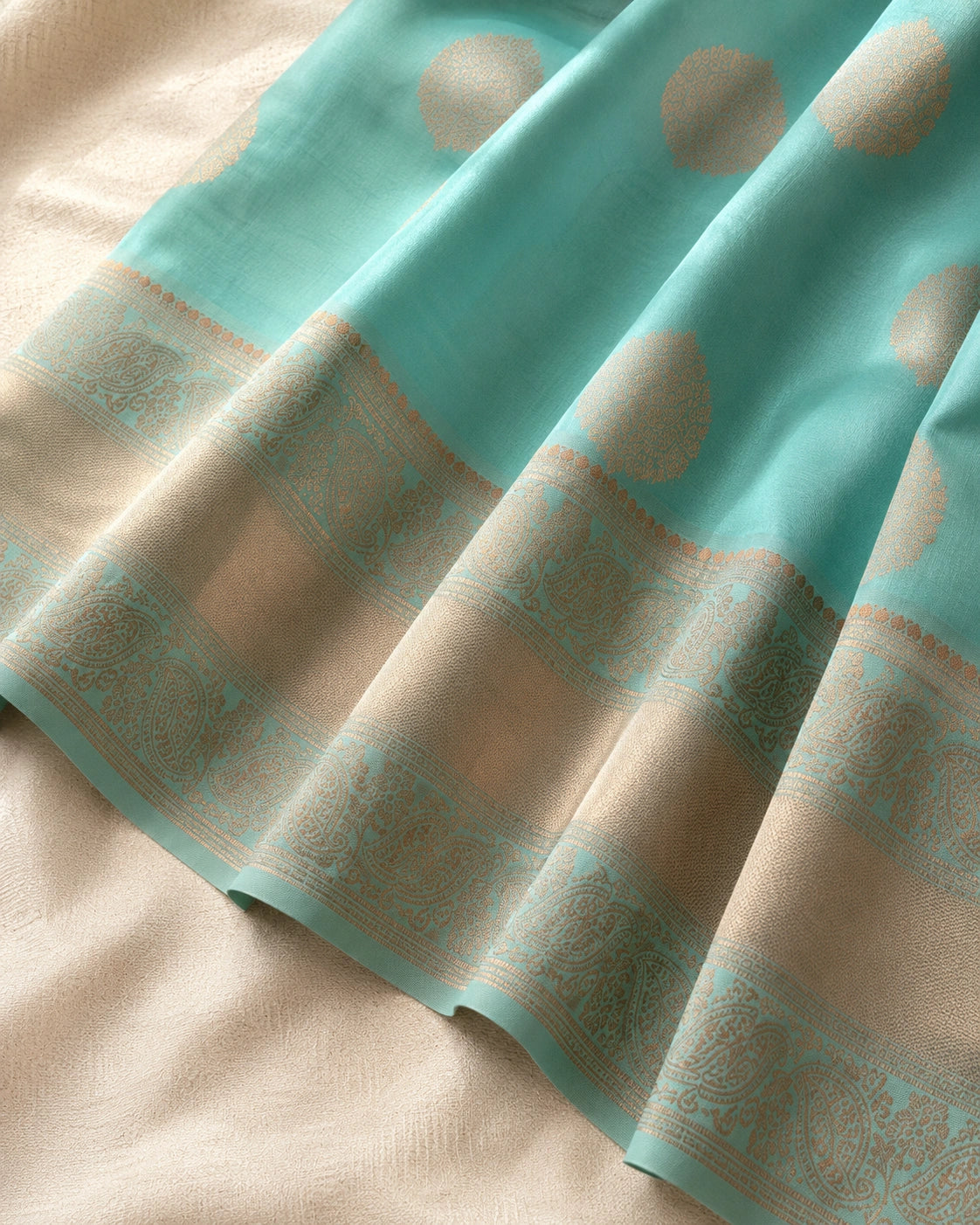 Aqua Bronze Silk Saree