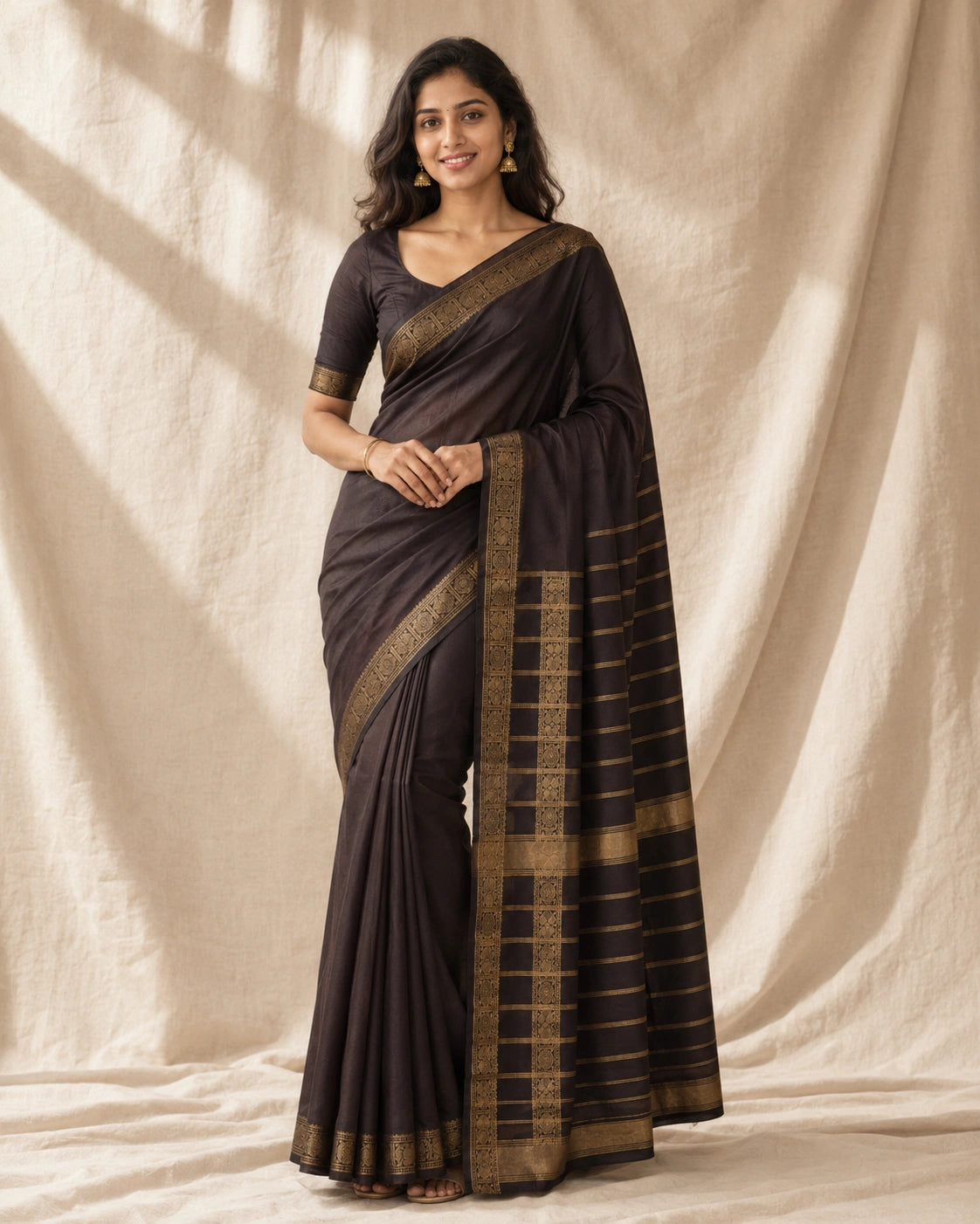 Coffee Brown Silk Saree