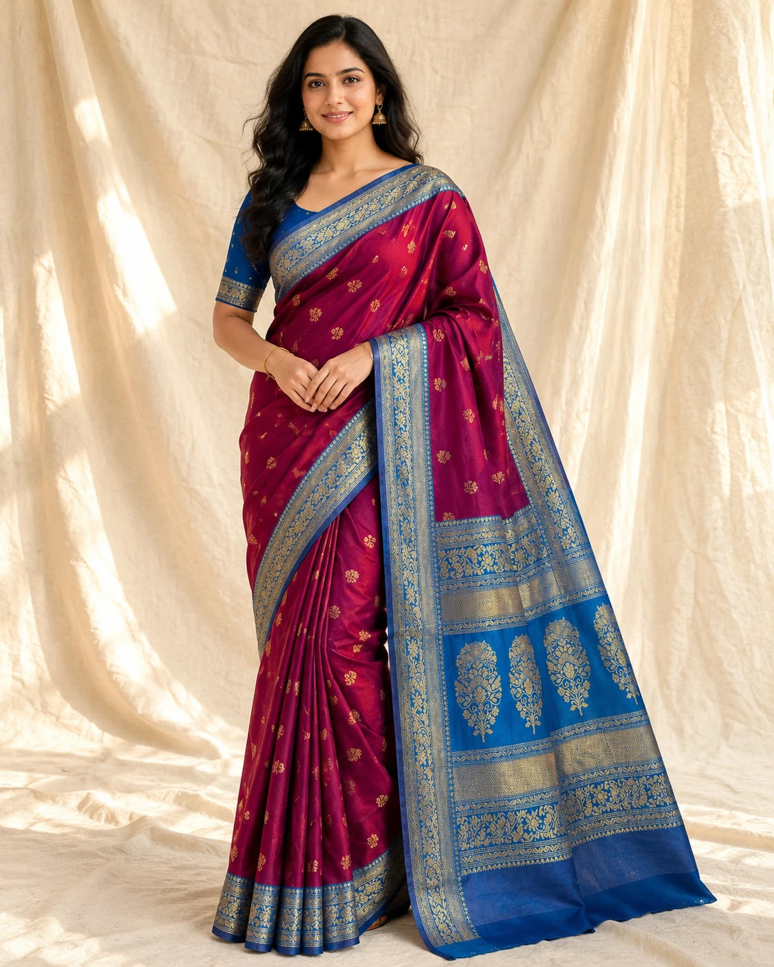 Dual-Purple Silk Saree