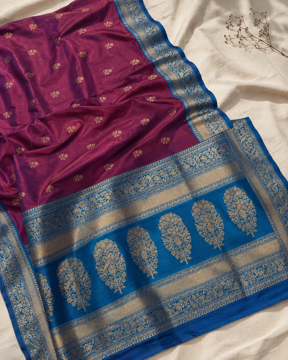 Dual-Purple Silk Saree