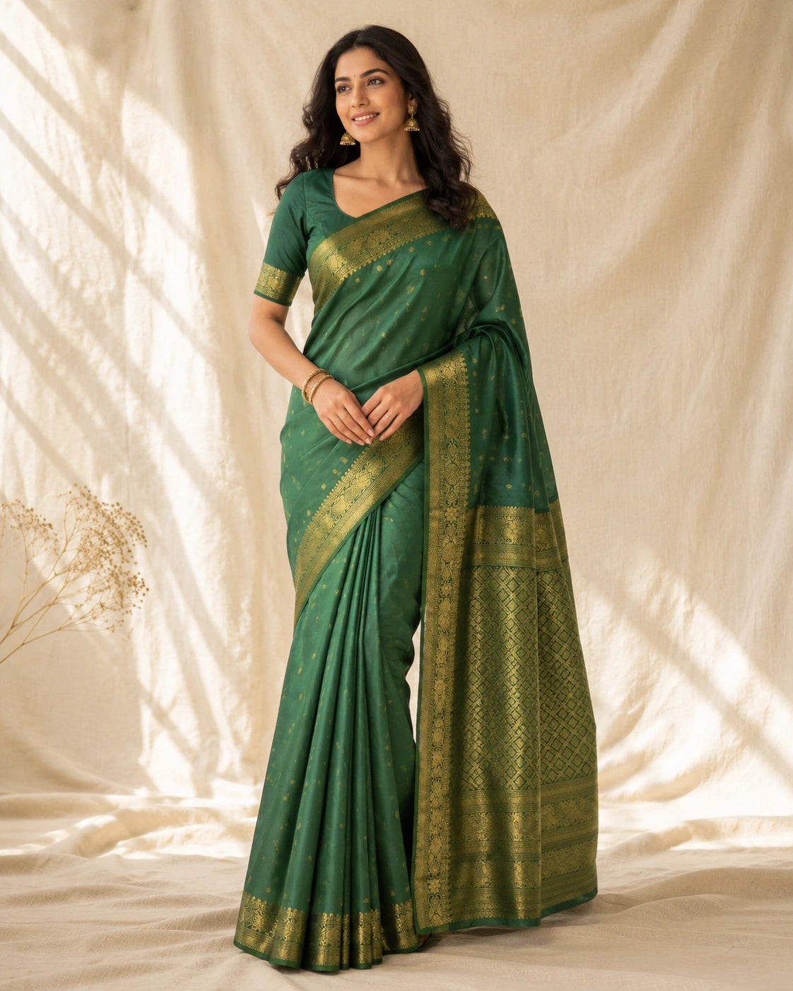 Peacock plume Silk Saree