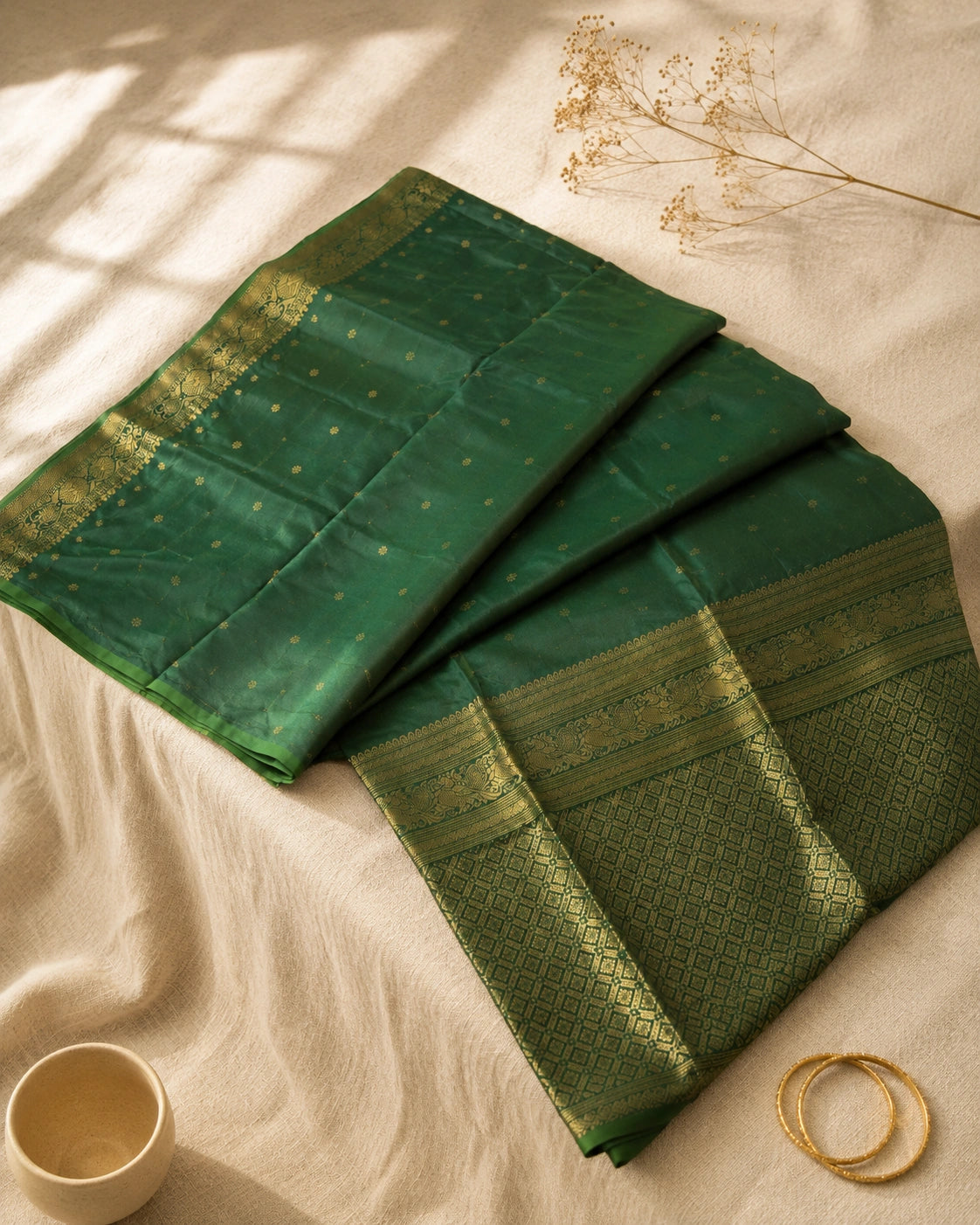 Peacock plume Silk Saree
