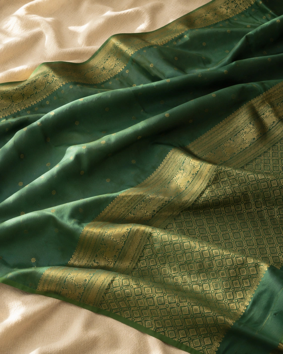 Peacock plume Silk Saree