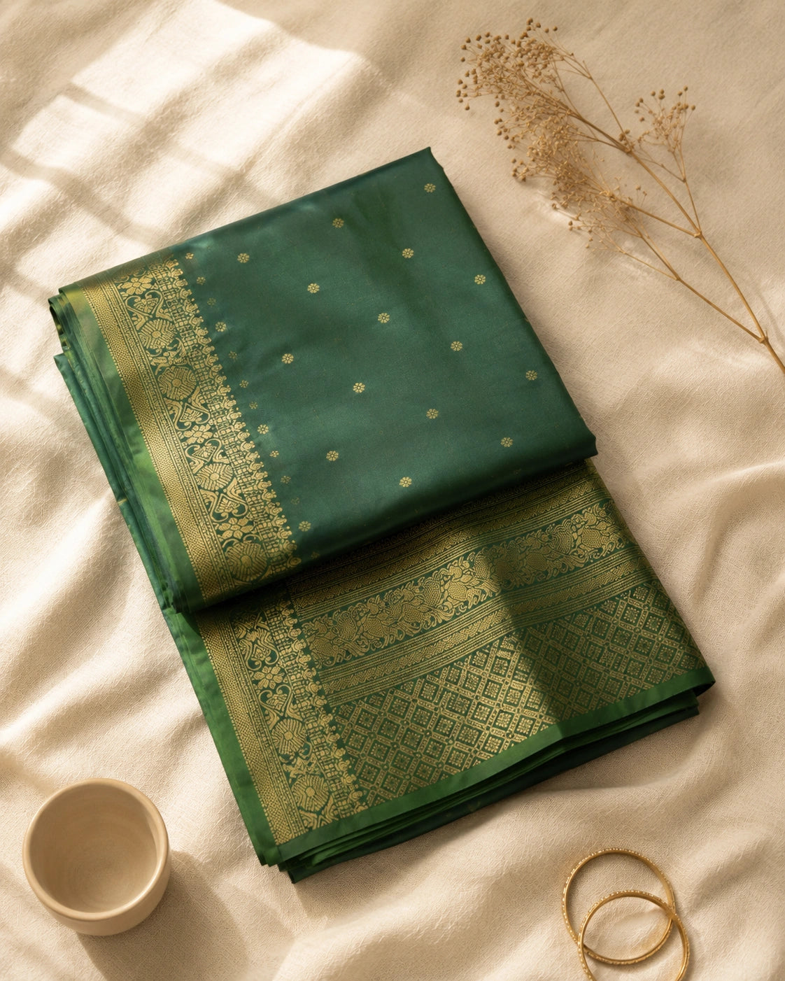 Peacock plume Silk Saree