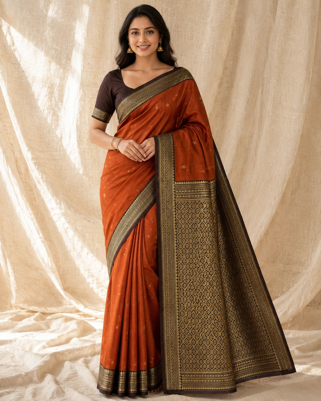 Rust Kanchi Pattu Saree