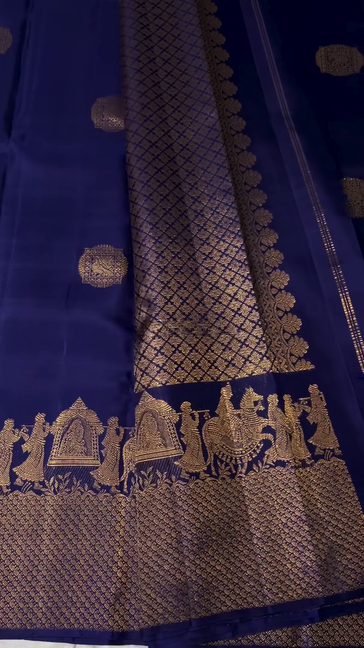 Imperial Blue Kanchipuram Saree
