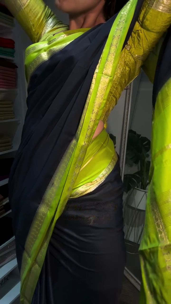Neon elegance Silk Saree