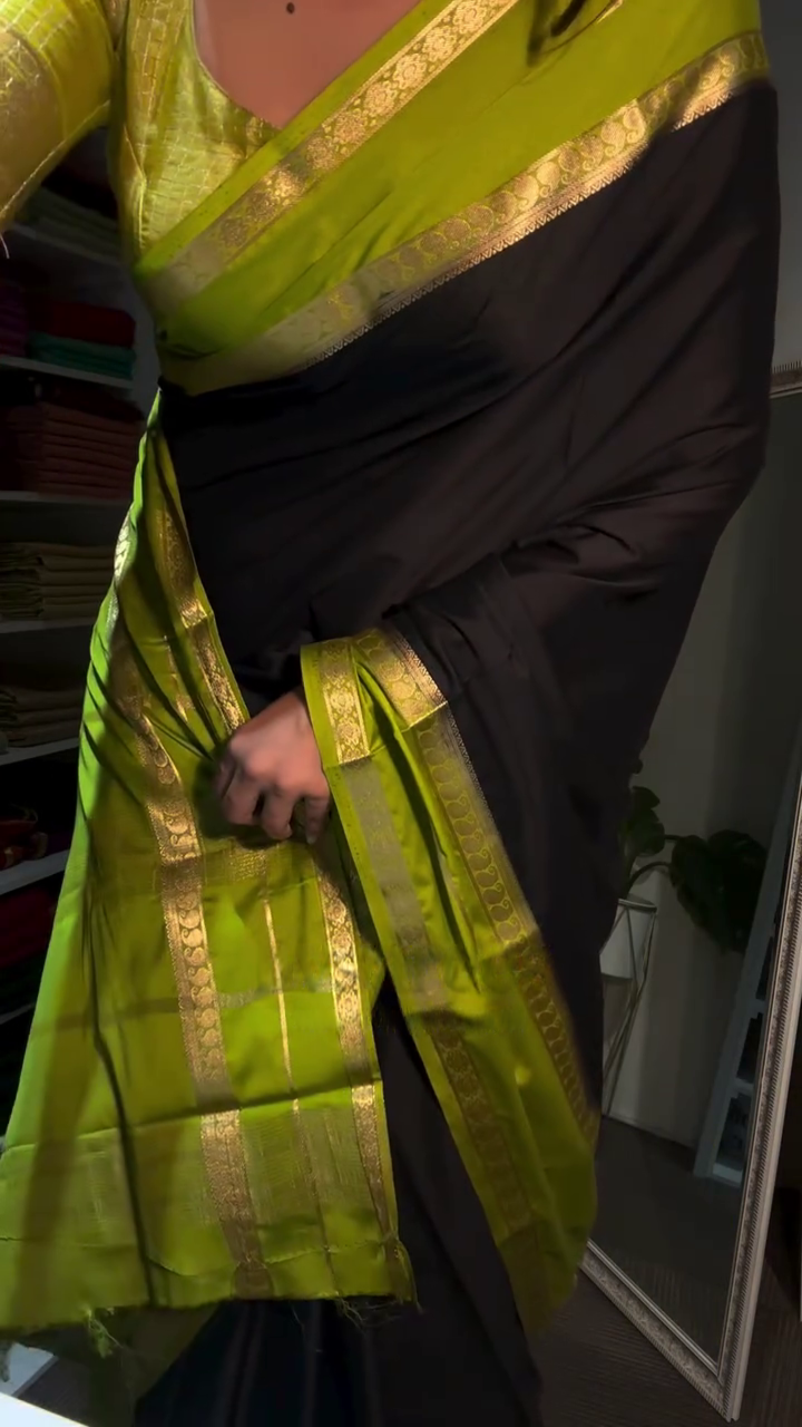 Neon elegance Silk Saree